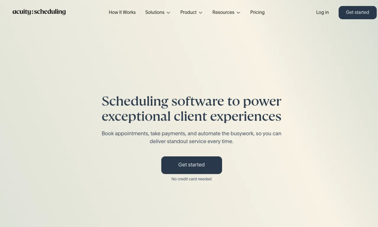 Screenshot of Acuity Scheduling (Squarespace) website