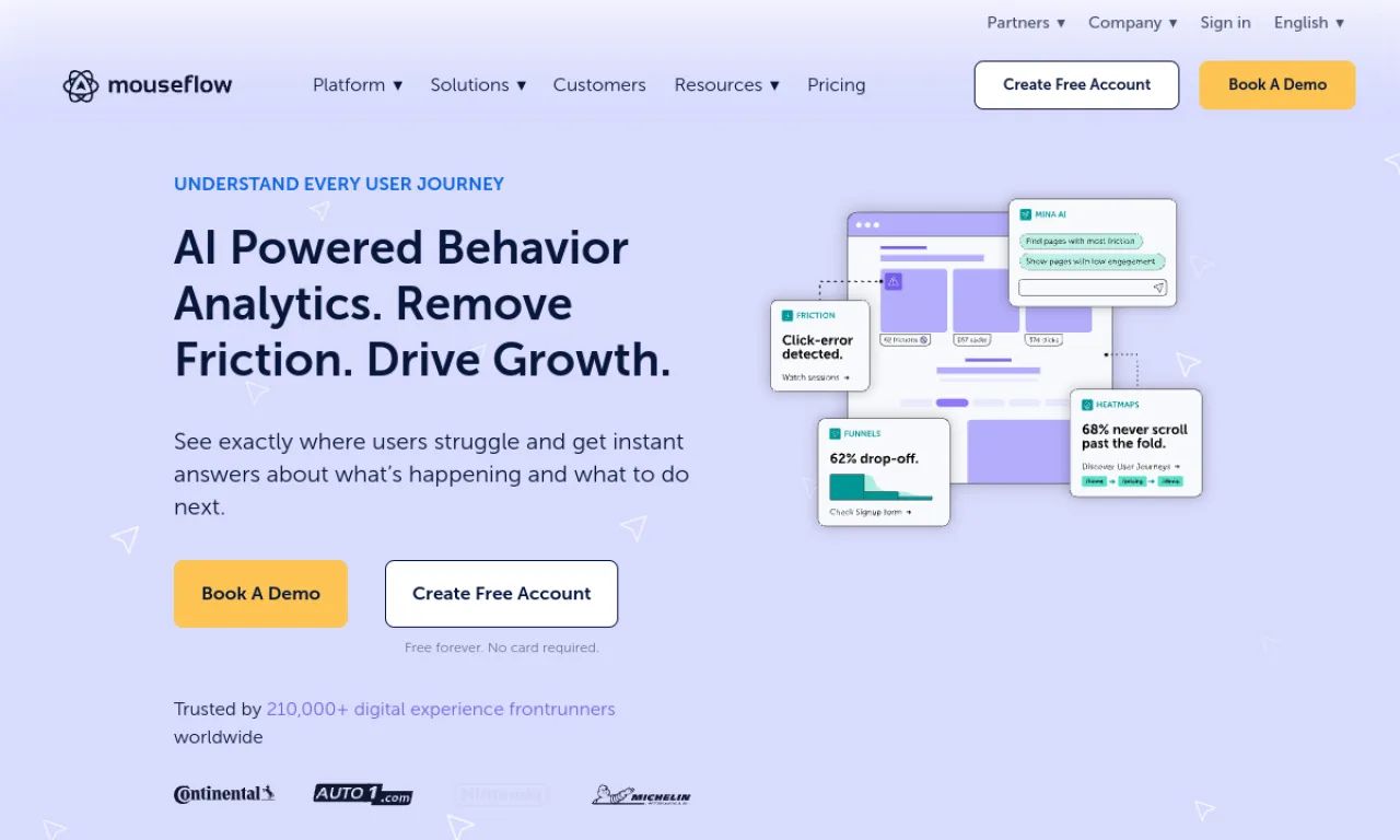 Screenshot of Mouseflow website