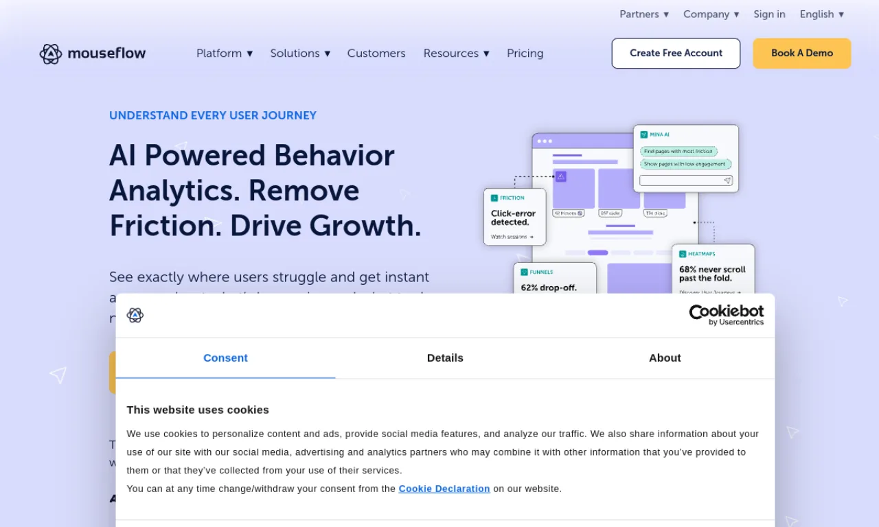 Screenshot of Mouseflow website
