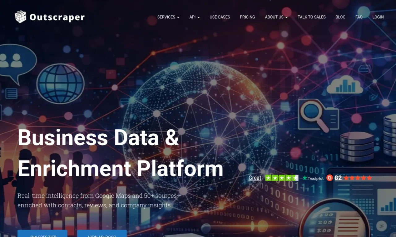 Screenshot of Outscraper website