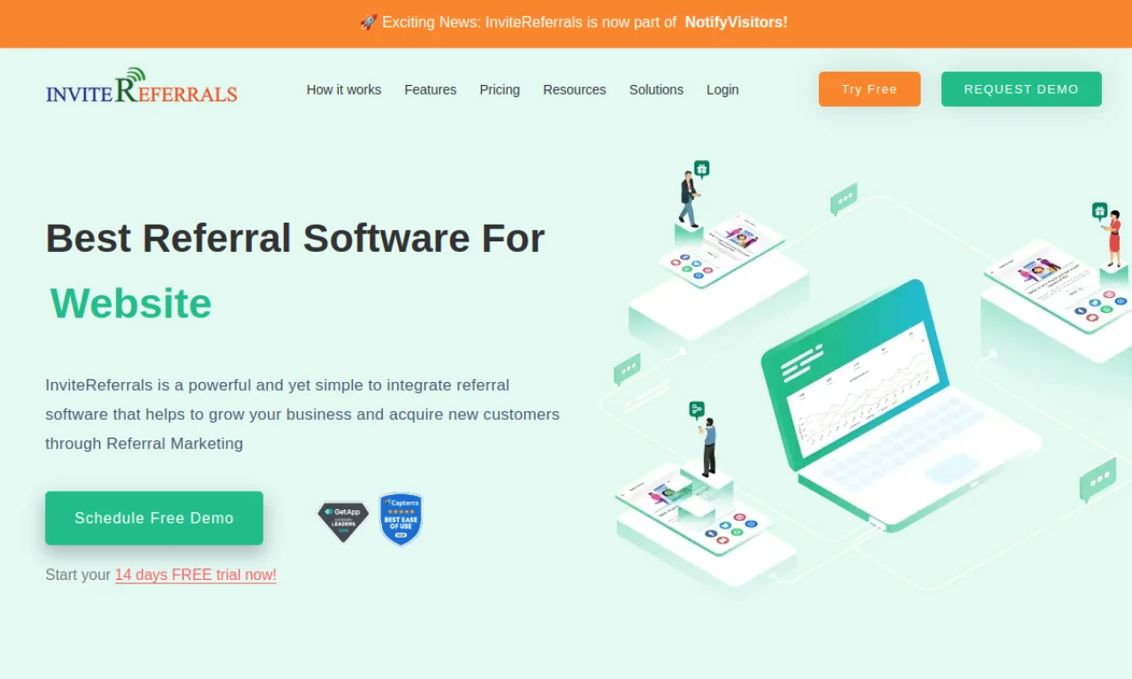 Screenshot of InviteReferrals website