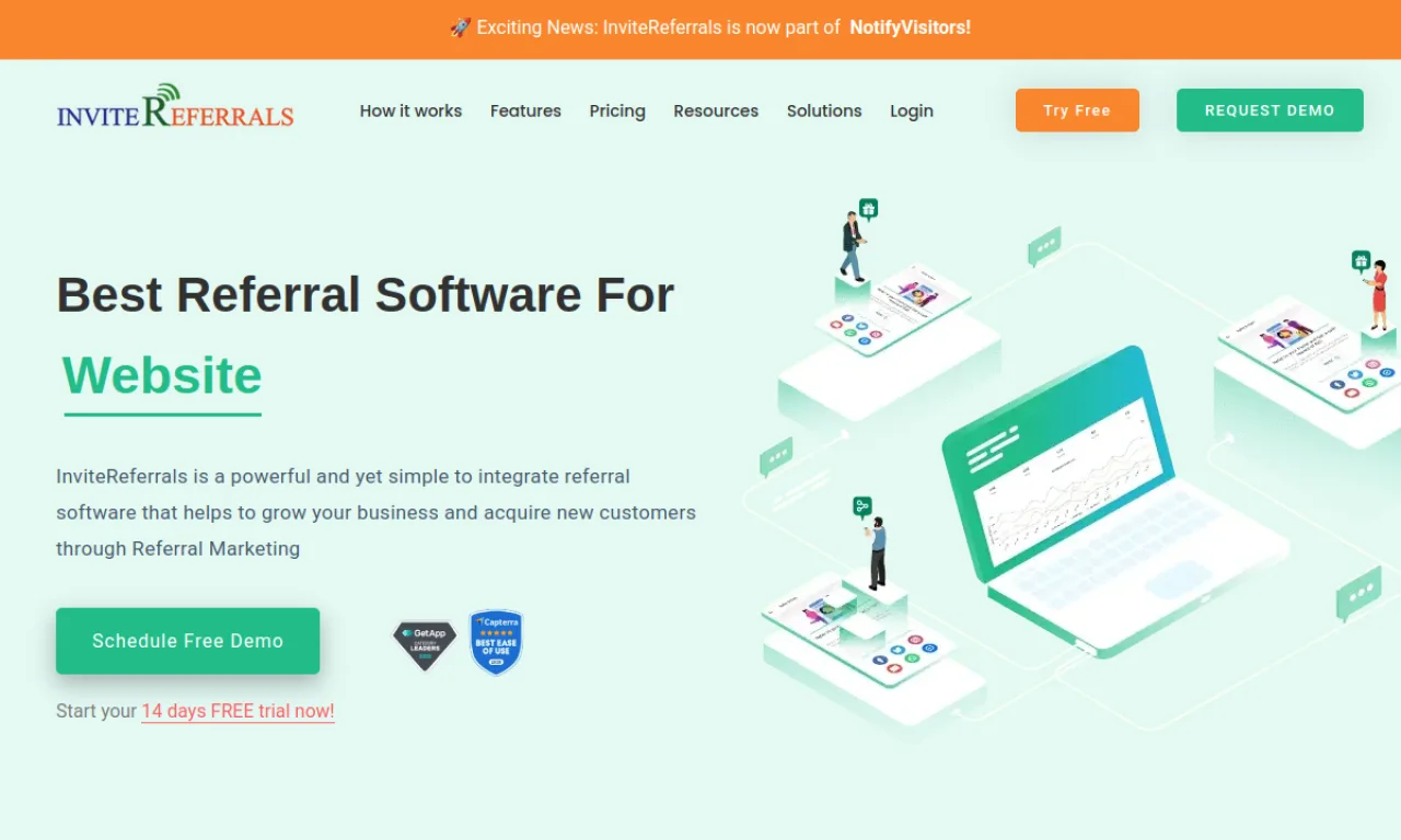 Screenshot of InviteReferrals website