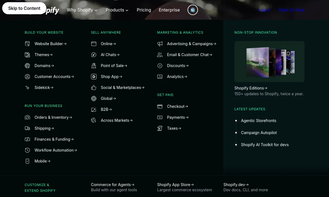 Screenshot of Shopify Collabs website
