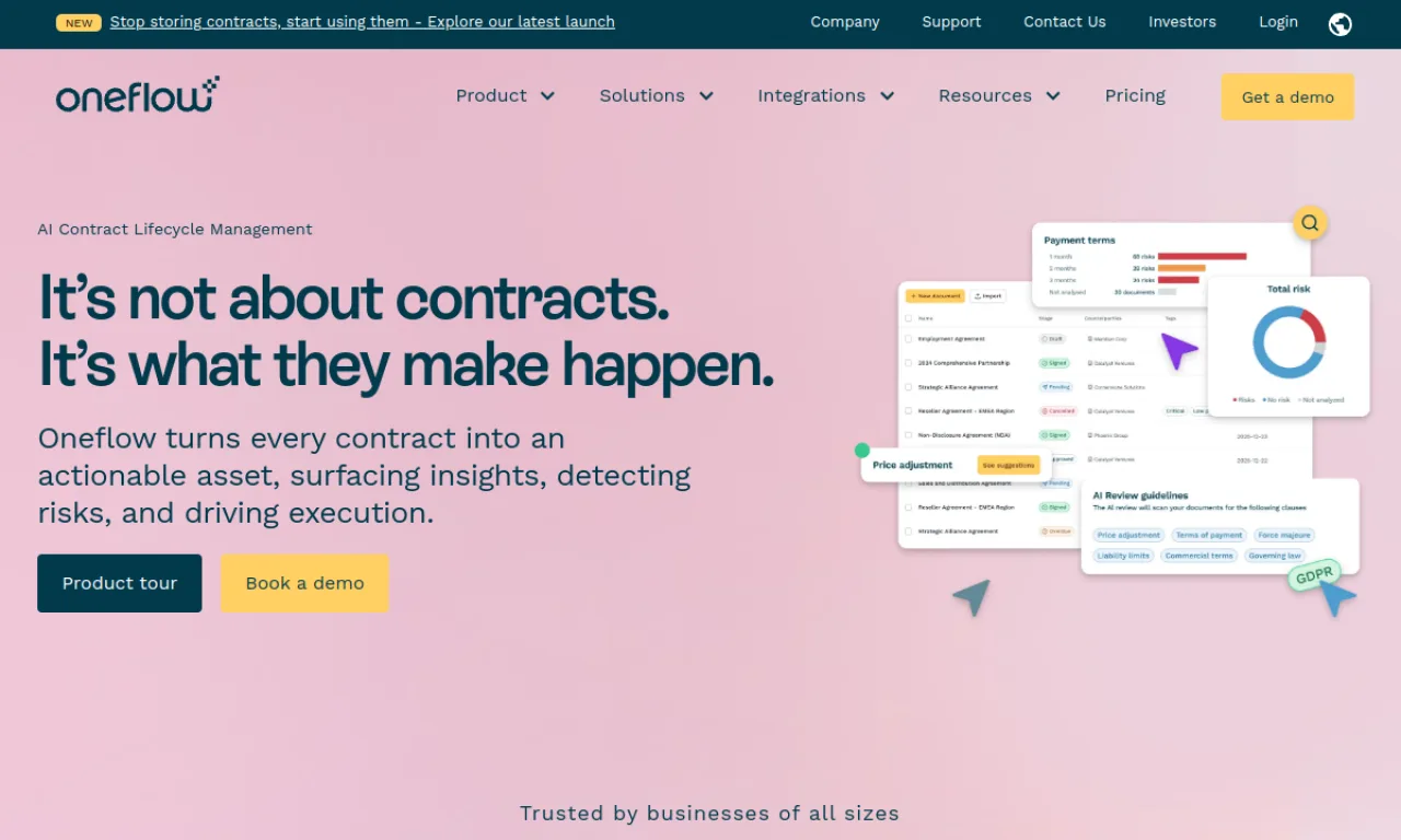Screenshot of Oneflow website