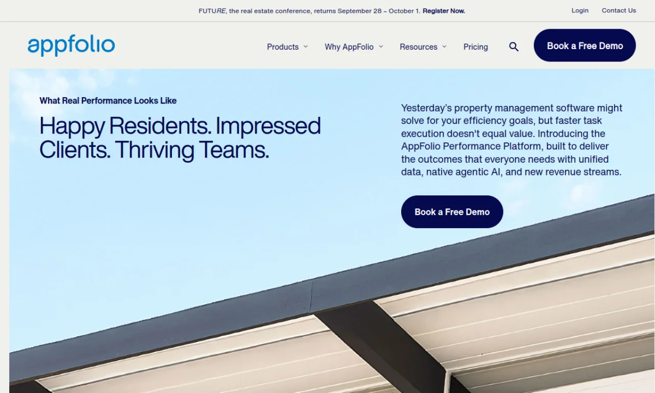 Screenshot of AppFolio website
