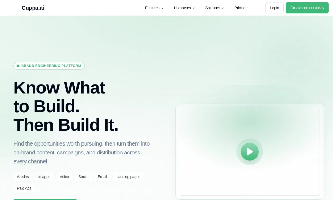 Screenshot of Cuppa / Content at Scale website