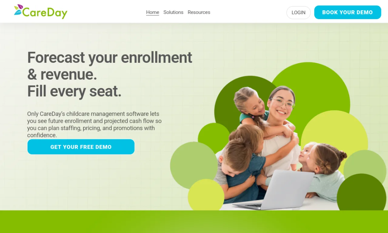 Screenshot of CareDay website