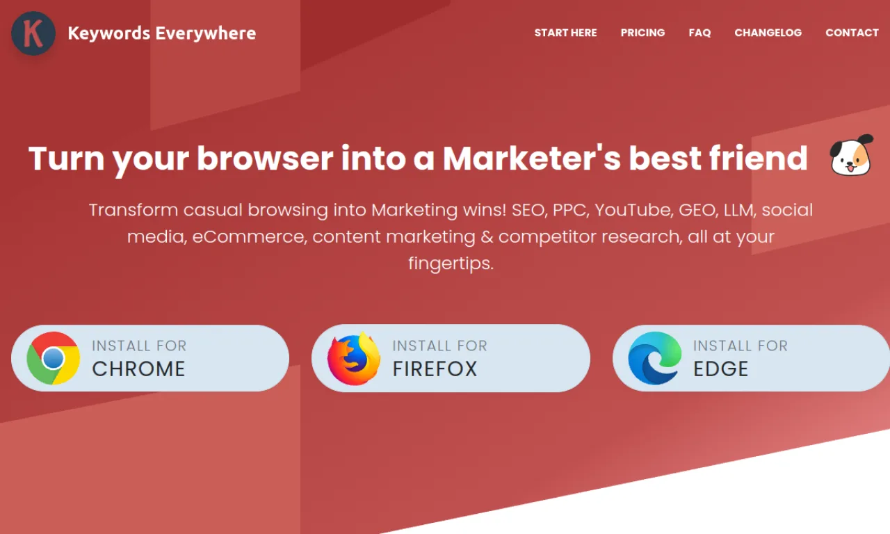 Screenshot of Keywords Everywhere website
