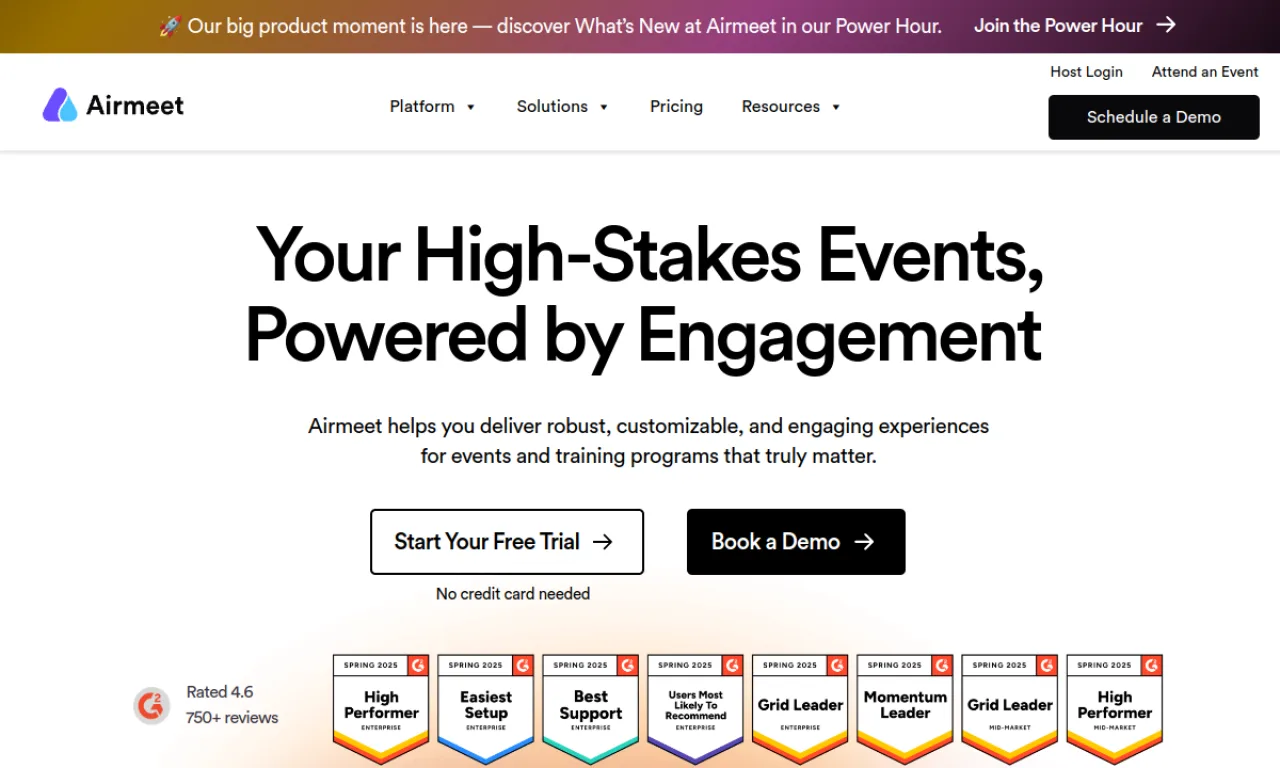 Screenshot of Airmeet website