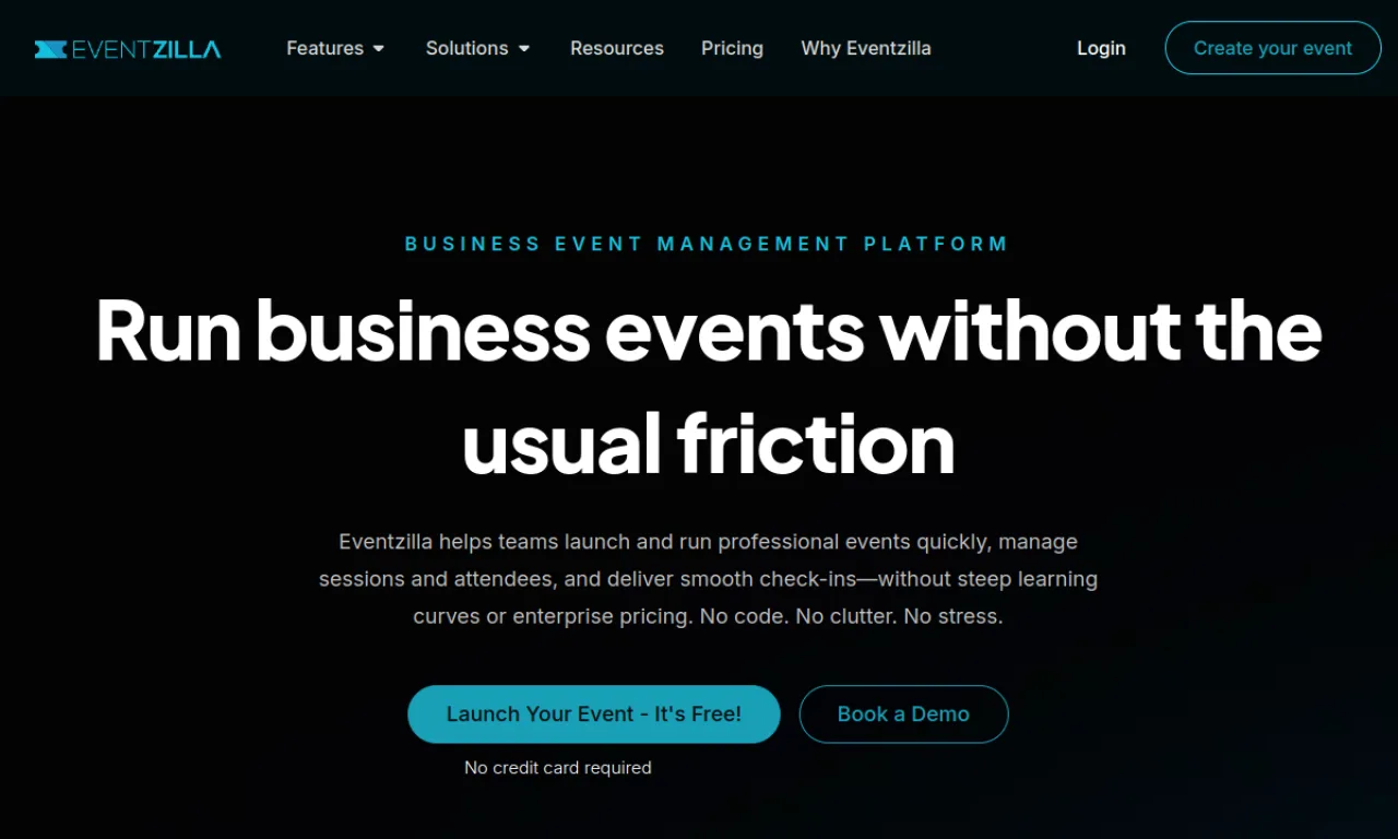 Screenshot of Eventzilla website