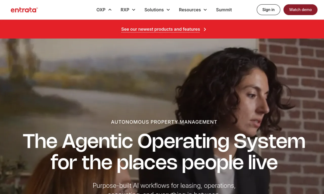 Screenshot of Entrata website