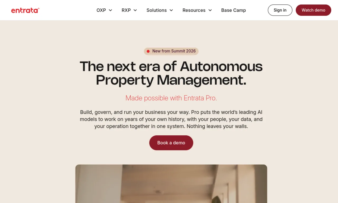 Screenshot of Entrata website