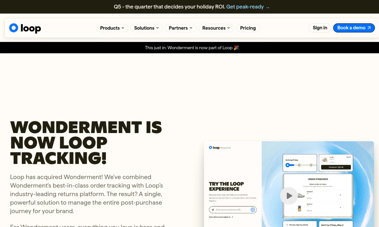 Screenshot of Wonderment website