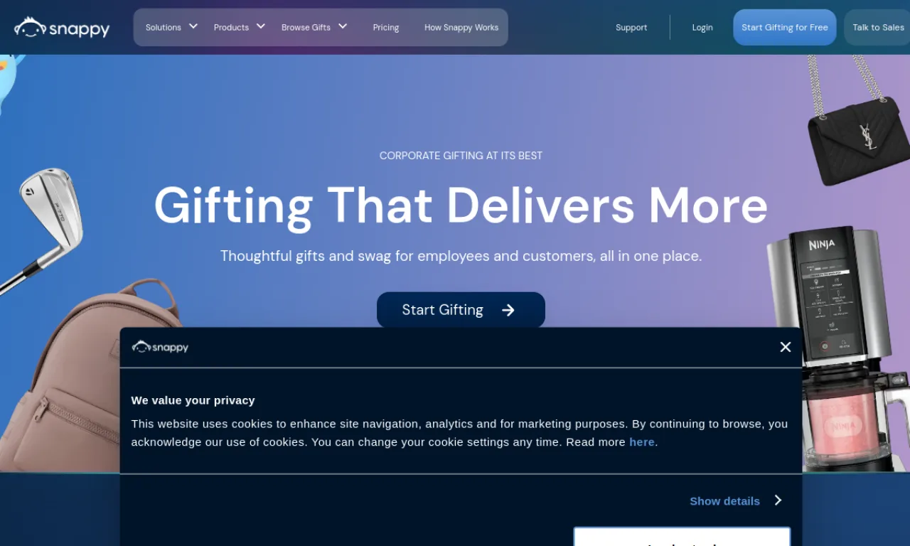 Screenshot of Snappy website