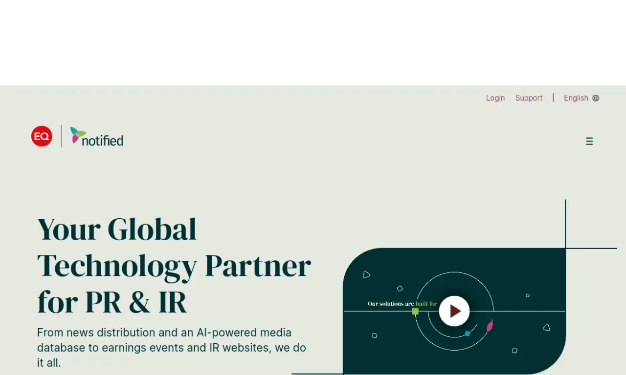 Screenshot of GlobalMeet / Notified webcasts website