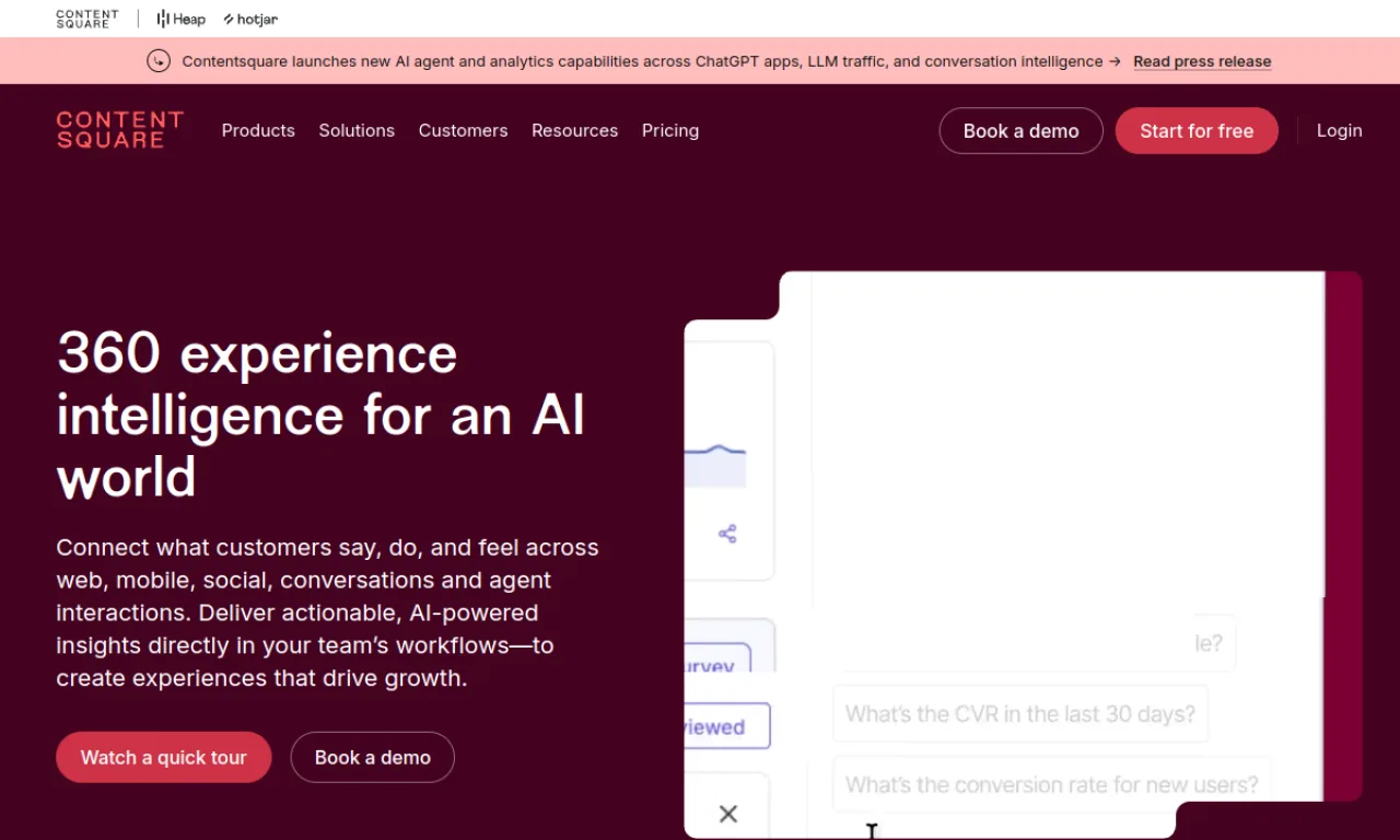 Screenshot of Contentsquare website