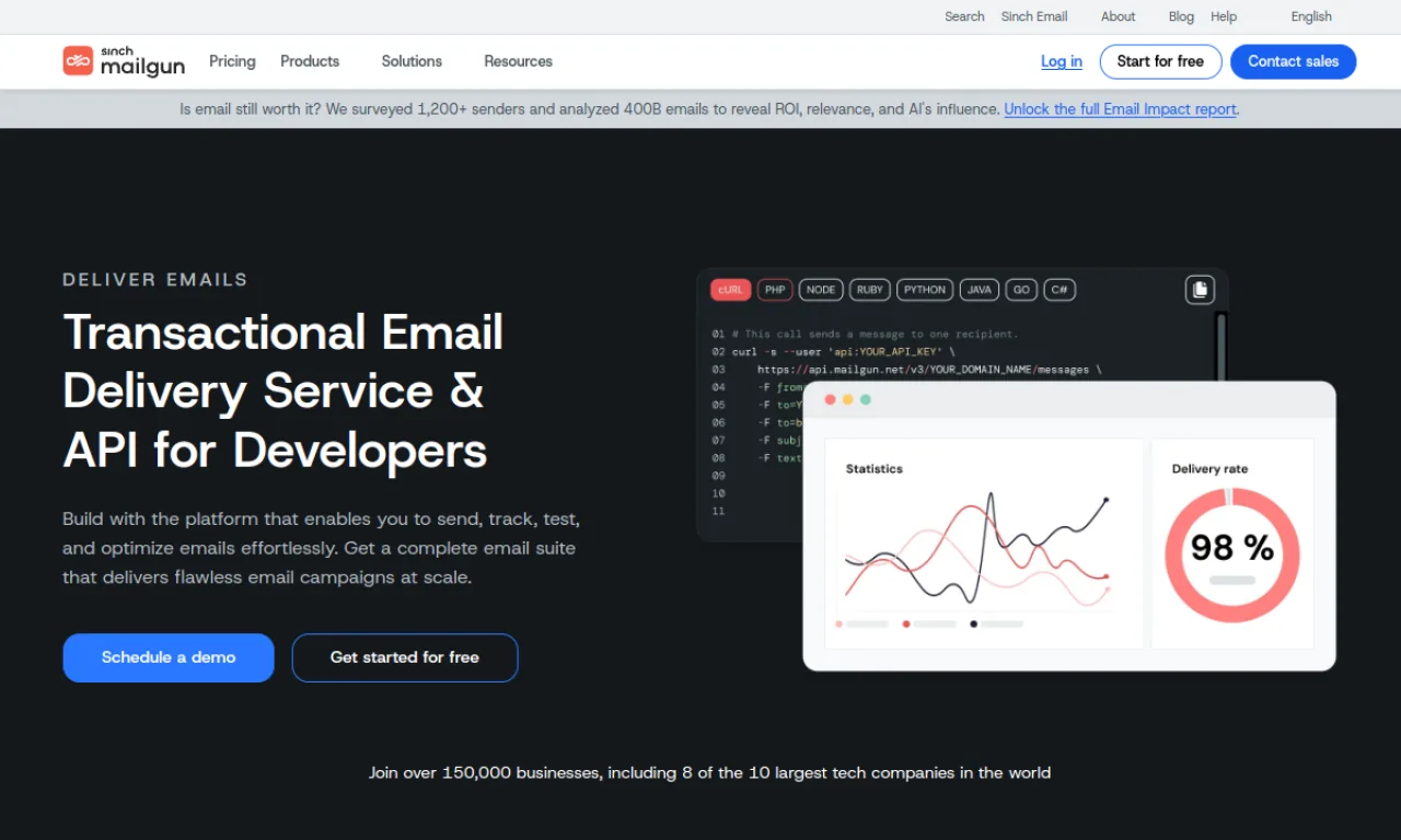 Screenshot of Mailgun Optimize website