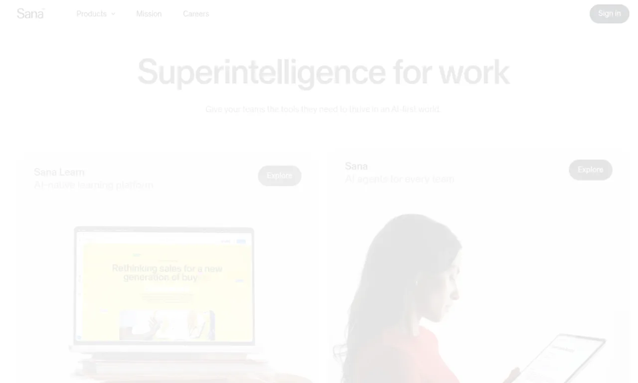 Screenshot of Sana AI website