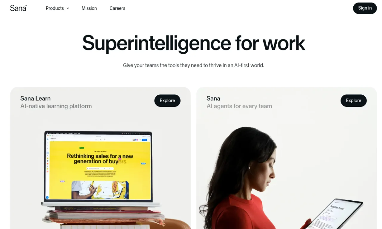 Screenshot of Sana AI website