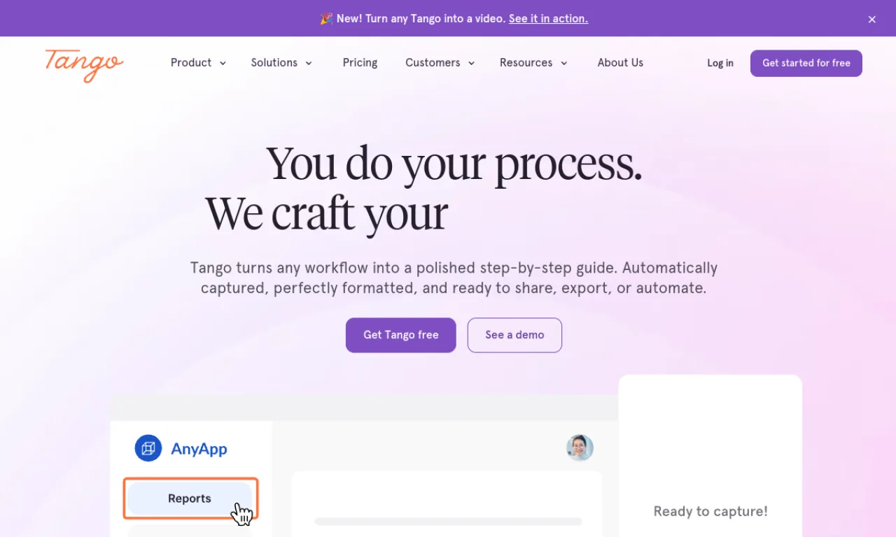 Screenshot of Tango website