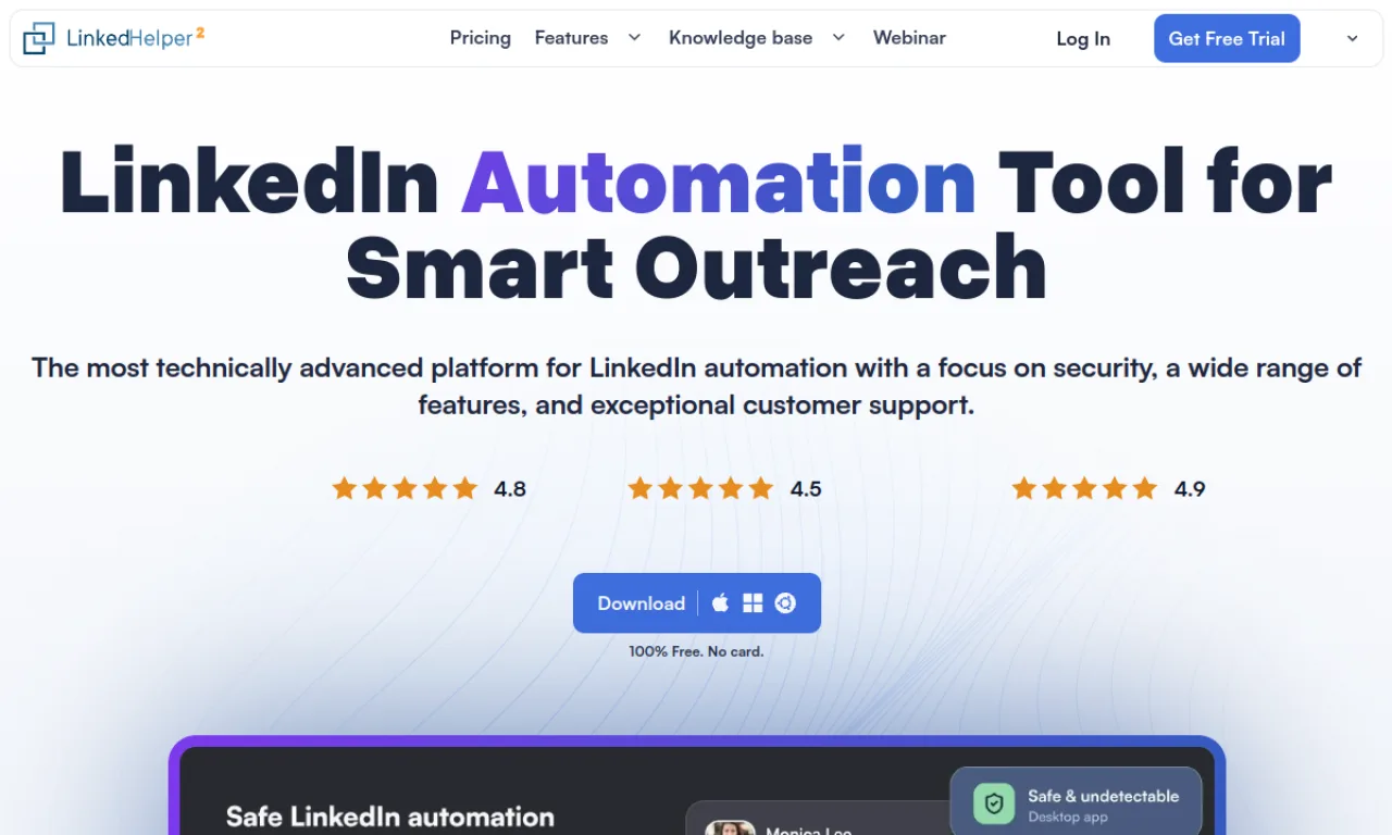 Screenshot of Linked Helper website