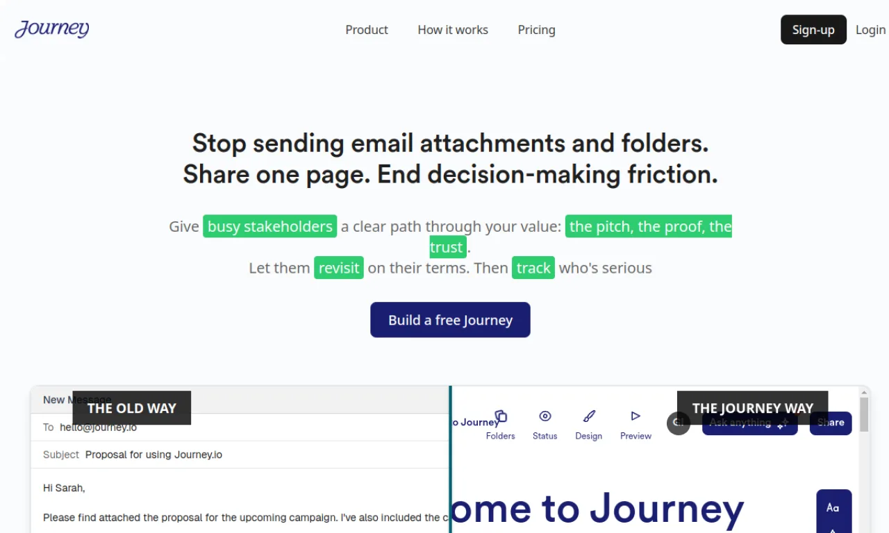 Screenshot of Journey website