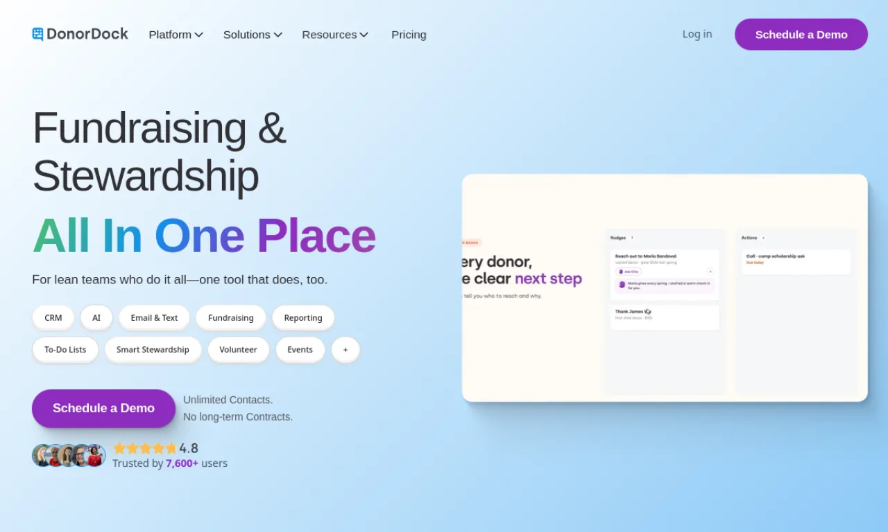 Screenshot of DonorDock website