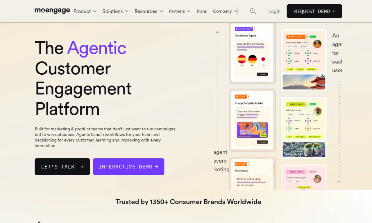 Screenshot of MoEngage website