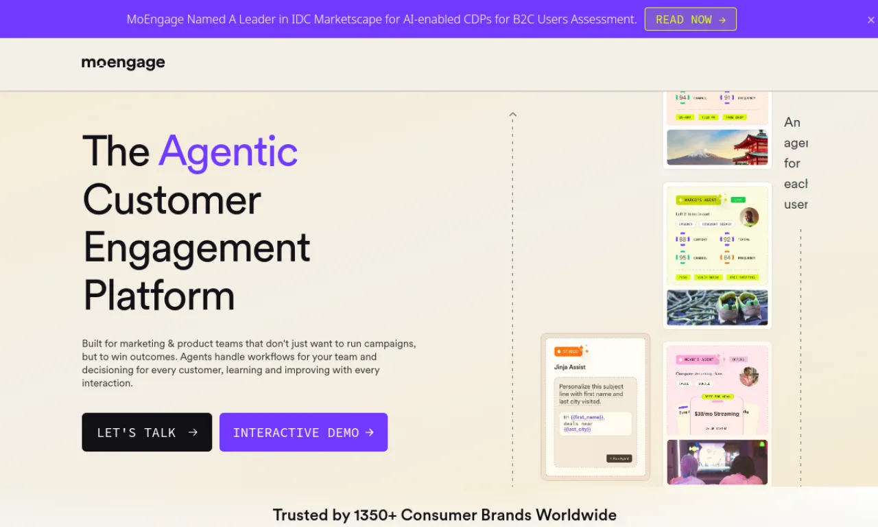 Screenshot of MoEngage website