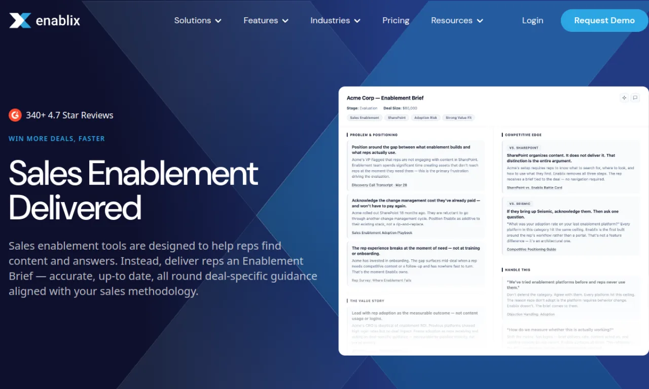 Screenshot of Enablix website