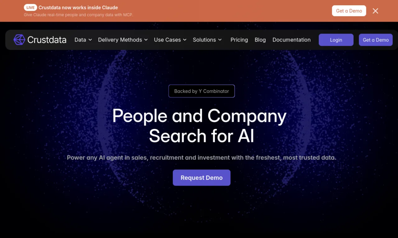 Screenshot of Crustdata website