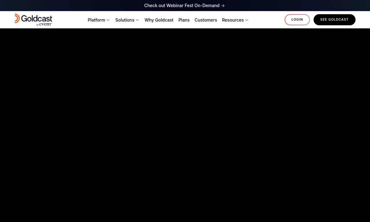 Screenshot of Goldcast Events website