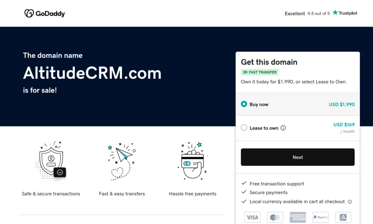Screenshot of Altitude CRM website