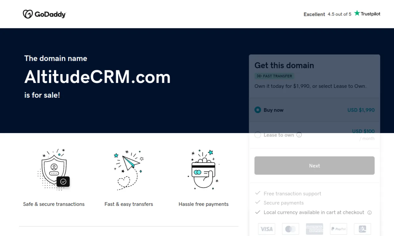 Screenshot of Altitude CRM website