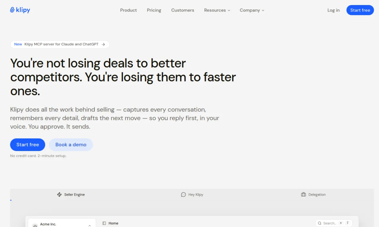 Screenshot of Klipy / Outbound tools website