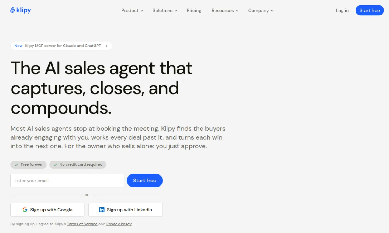 Screenshot of Klipy / Outbound tools website