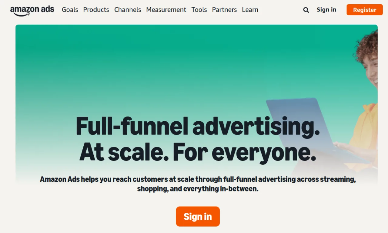 Screenshot of Amazon Ads website