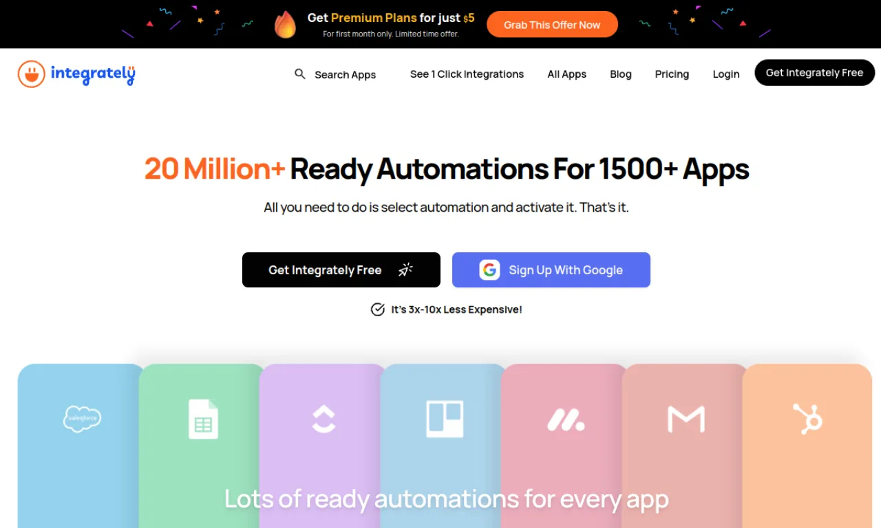Screenshot of Integrately website