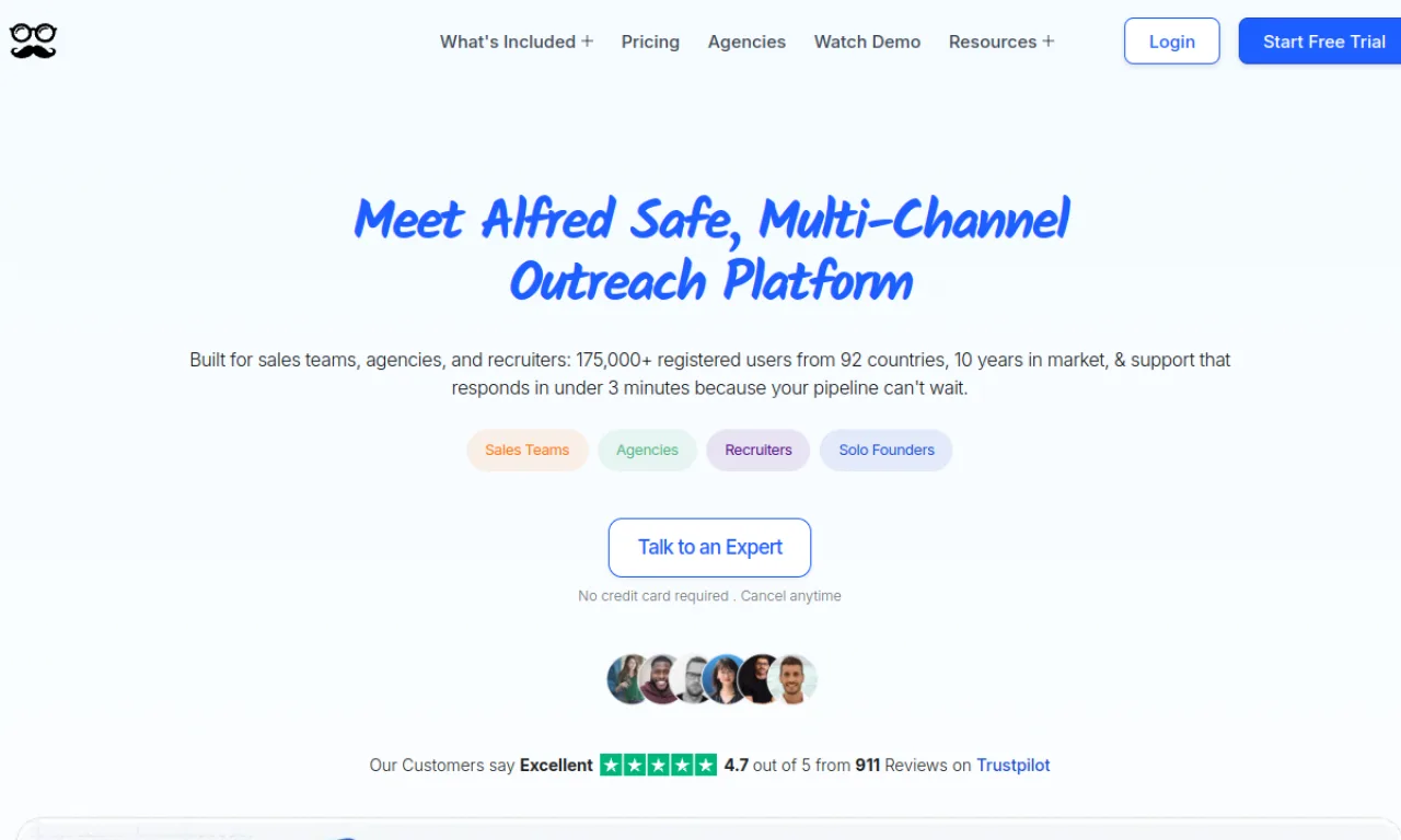 Screenshot of Meet Alfred website