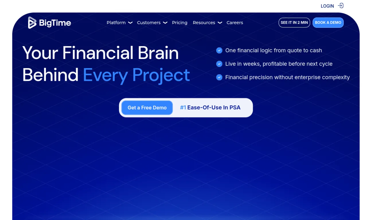Screenshot of BigTime website