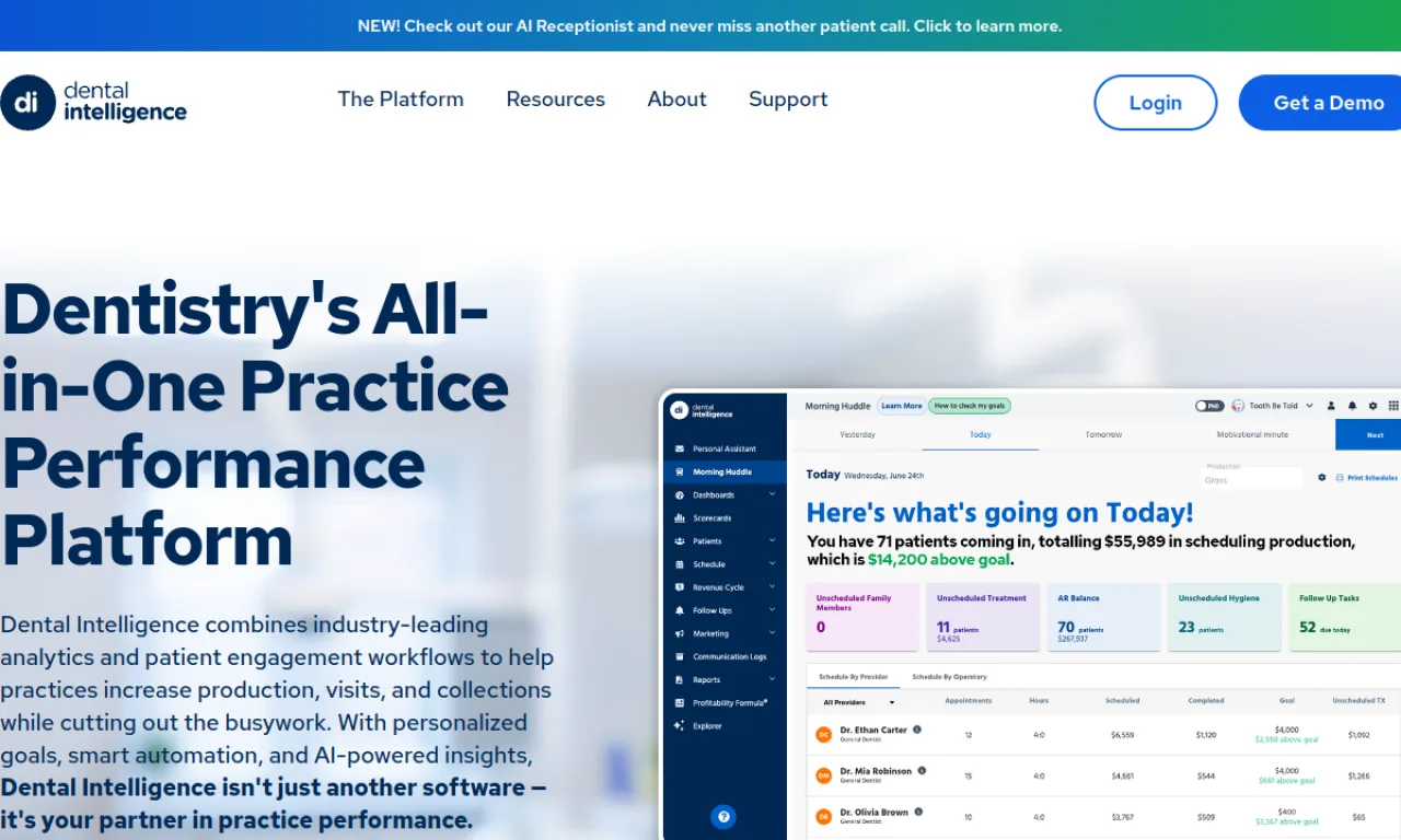 Screenshot of Yapi / Dental Intelligence website