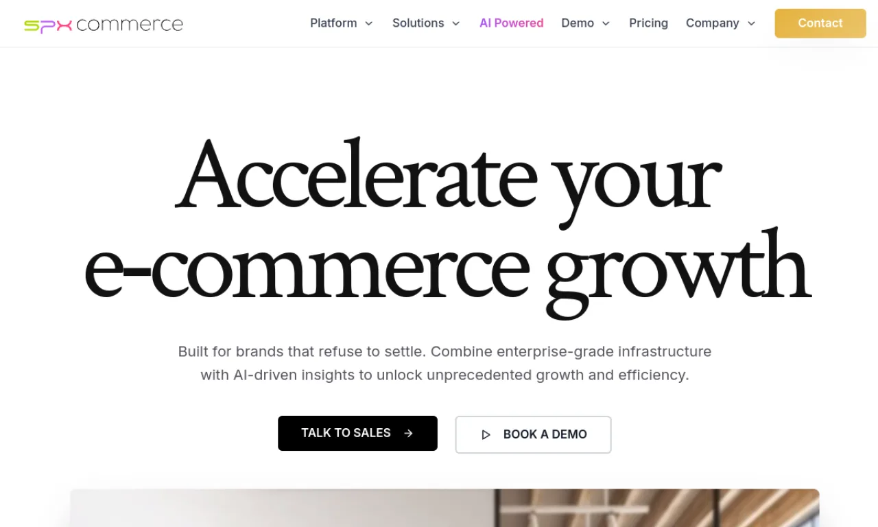 Screenshot of SPXCommerce website