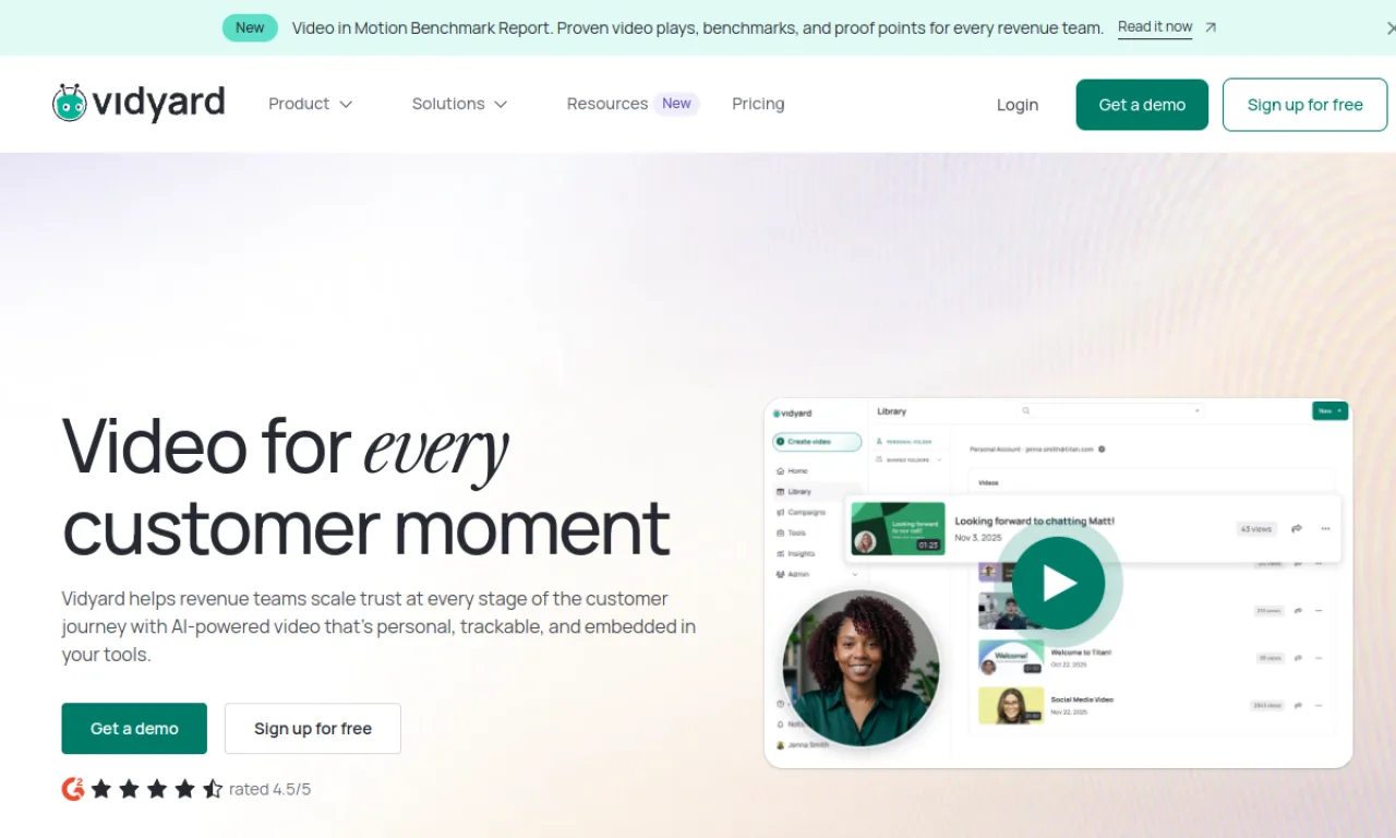Screenshot of Vidyard Prospector website