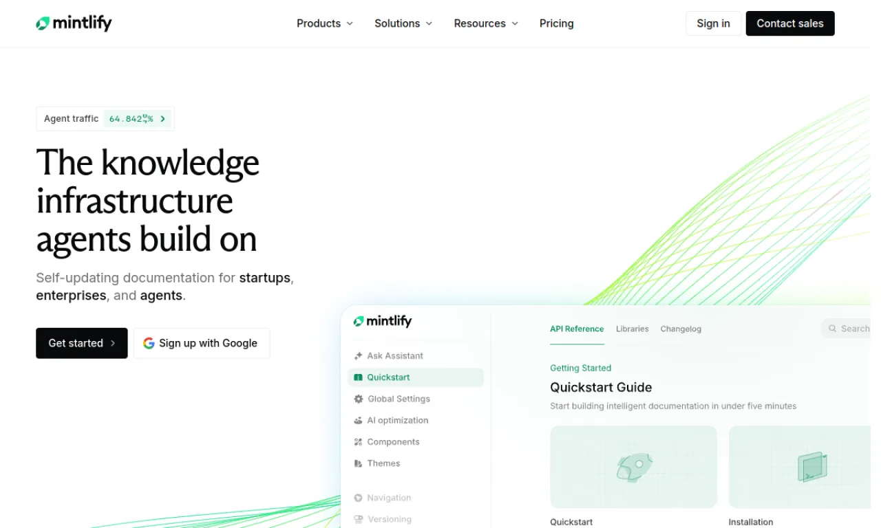 Screenshot of Mintlify website