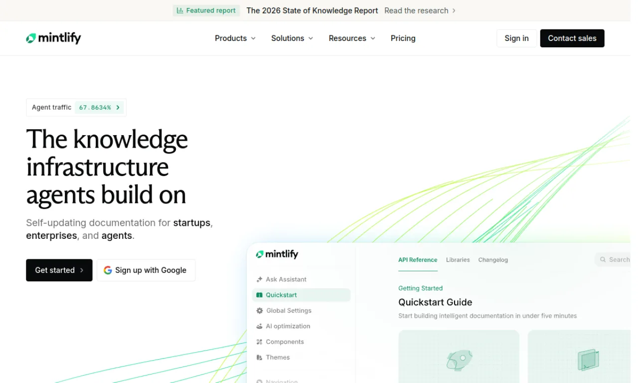 Screenshot of Mintlify website
