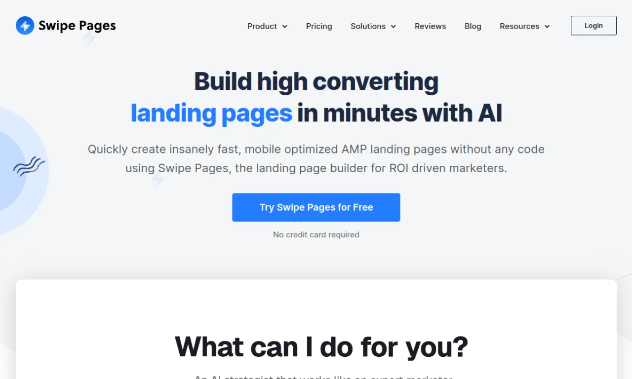 Screenshot of Swipe Pages website