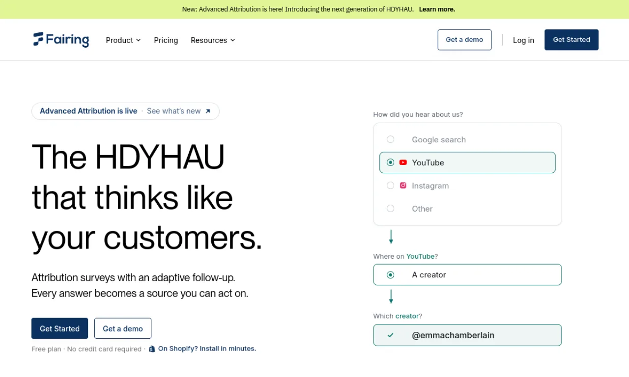 Screenshot of Fairing website