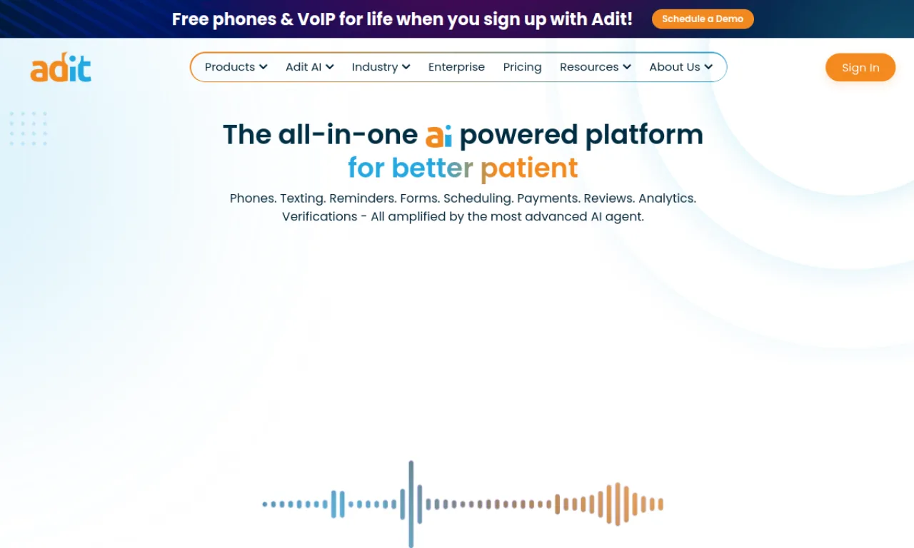 Screenshot of Adit website