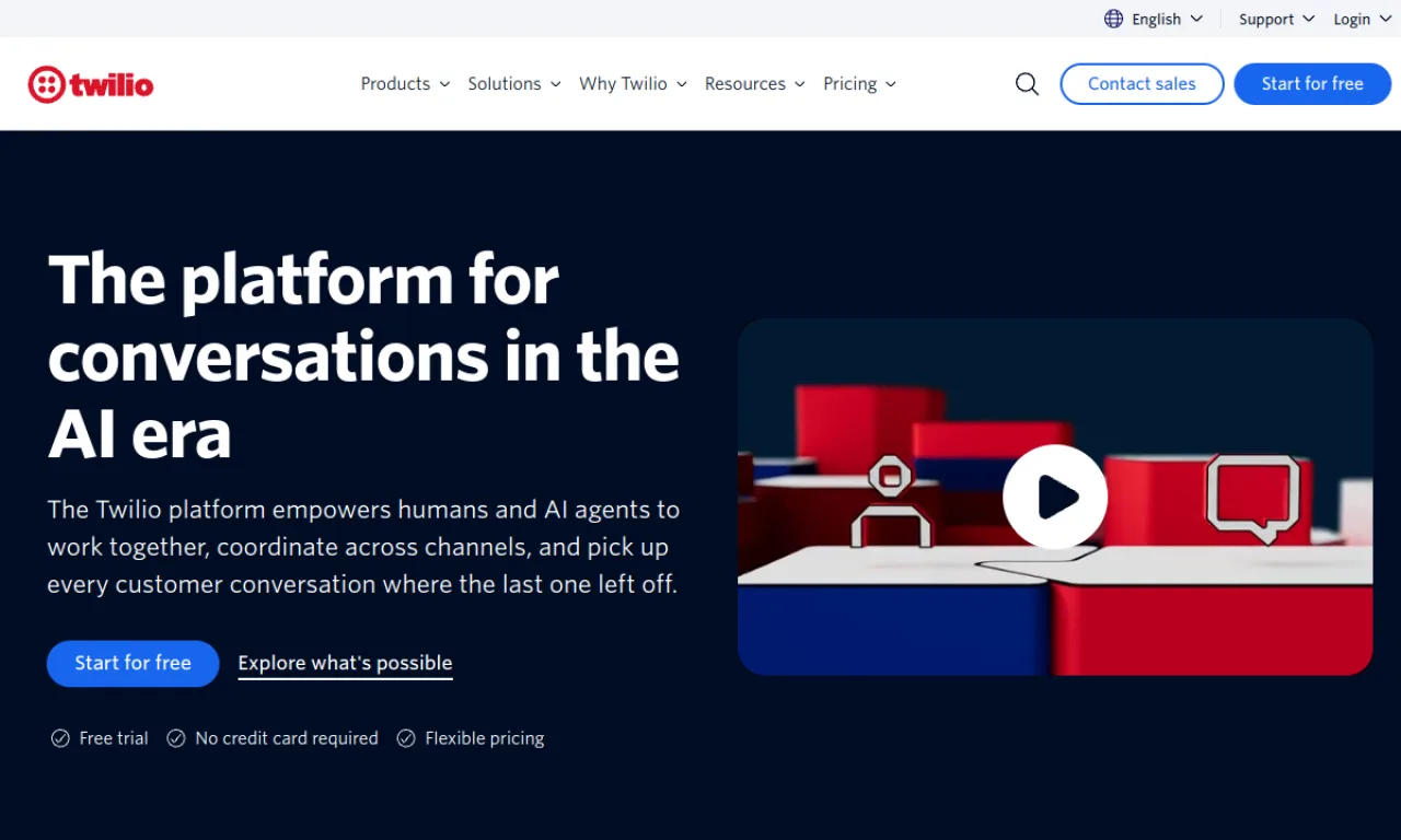 Screenshot of Twilio Voice website