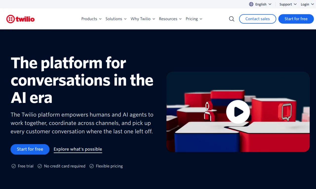 Screenshot of Twilio Voice website